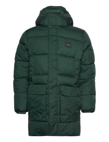 Long Hooded Quilt Puffer Mw Ullfrakk Frakk Green Calvin Klein