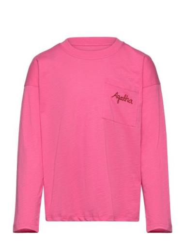 Agatha Emb Ls Tee Tops T-shirts Long-sleeved T-shirts Pink Mini Rodini