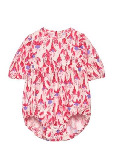 Fuchsia Aop Woven Body Bodies Short-sleeved Red Mini Rodini