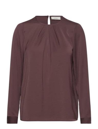 Dotaiw Pleat Blouse Tops Blouses Long-sleeved Brown InWear