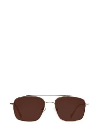 Nicki Gold Brown Firkantede Solbriller Brown Corlin Eyewear