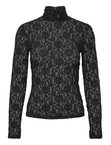 Mariana Lace Top Tops Blouses Long-sleeved Black Twist & Tango