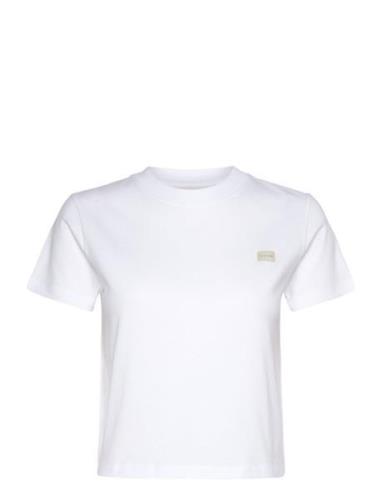 Woven Label Peached Baby Tee Tops T-shirts & Tops Short-sleeved White ...