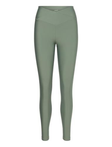 Overlap High Waist Tights Sport Running-training Tights Green Casall