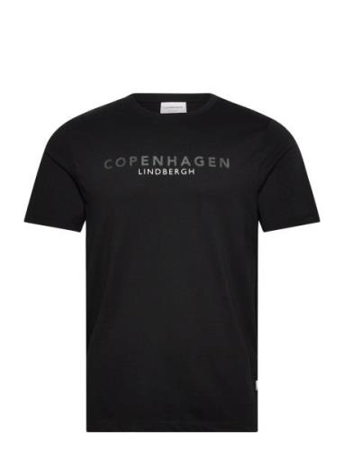 Copenhagen Print Tee S/S Tops T-shirts Short-sleeved Black Lindbergh