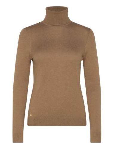 Silk-Blend Turtleneck Sweater Tops Knitwear Turtleneck Khaki Green Lau...