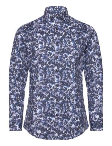 Aop Leaf Shirt L/S Tops Shirts Casual Navy Lindbergh