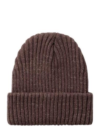 Nkfmilan Knit Beanie Glitter Accessories Headwear Hats Beanie Brown Na...