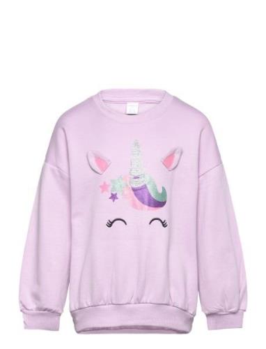 Sweatshirt Unicorn Face Tops Sweat-shirts & Hoodies Sweat-shirts Purpl...