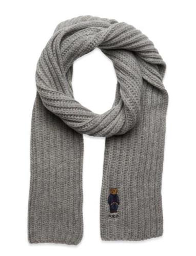 Polo Bear Rib-Knit Scarf Accessories Scarves Winter Scarves Grey Polo ...