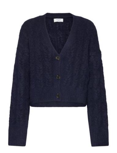 Cable Knit Cardigan Tops Knitwear Cardigans Navy Rosemunde