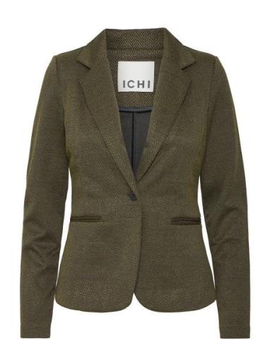 Ihkate Jacquard Bl4 Blazers Single Breasted Blazers Khaki Green ICHI