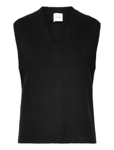 Boucle Rib V-Nk Sweater Vest Vests Knitted Vests Black Calvin Klein