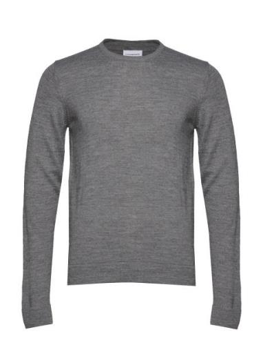 Merino Knit O-Neck Tops Knitwear Round Necks Grey Lindbergh