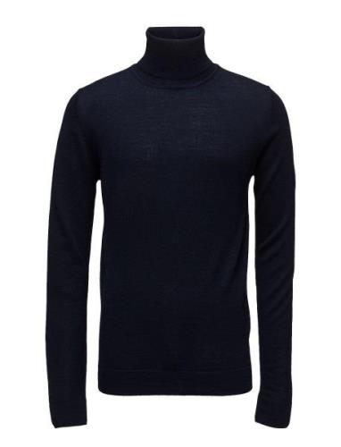 Merino Knit Roll-Neck Tops Knitwear Turtlenecks Navy Lindbergh