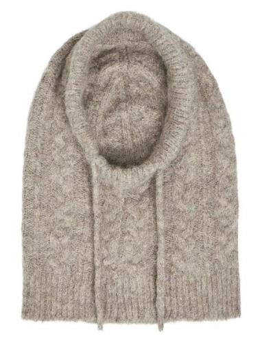 Objmilu Cable Knit Balaclava Rep Accessories Headwear Beanies Grey Obj...