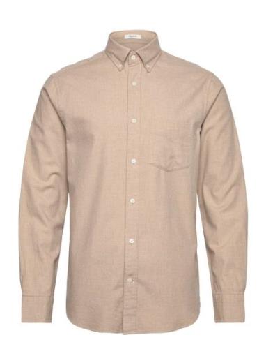 Reg Flannel Melange Shirt Tops Shirts Casual Beige GANT