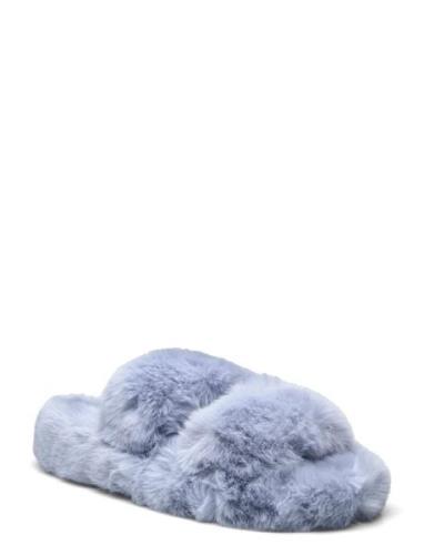 Hanna Double Strap Slipper Slippers Tøfler Blue Hunkemöller