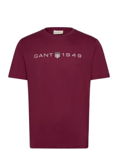 Printed Graphic Ss T-Shirt Tops T-shirts Short-sleeved Burgundy GANT