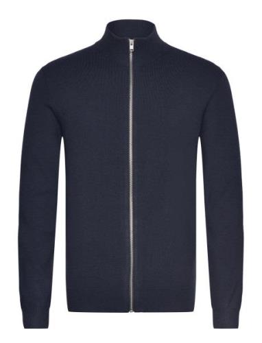 Ecovero Zip Cardigan Tops Knitwear Full Zip Jumpers Navy Lindbergh