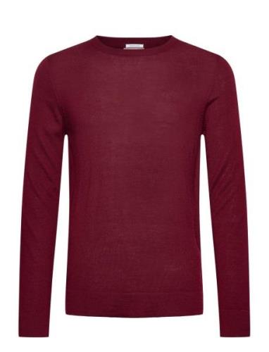 Merino Knit O-Neck Tops Knitwear Round Necks Red Lindbergh