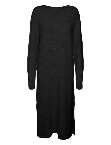 Vmlefile Ls Boatneck Calf Dress Noos Knelang Kjole Black Vero Moda