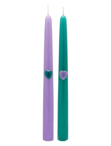 Tough Love Green/Purple Candle Set Of 2 Home Decoration Candles Pillar...